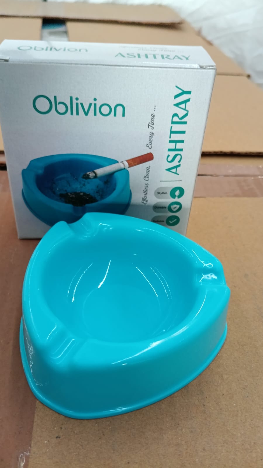 Oblivion Durable Plastic Ashtray with Wide Bowl and Triple Cigarette Holder Slots (1 Pc) Oblivion Durable Plastic Ashtray with Wide Bowl and Triple Cigarette Holder Slots (1 Pc)